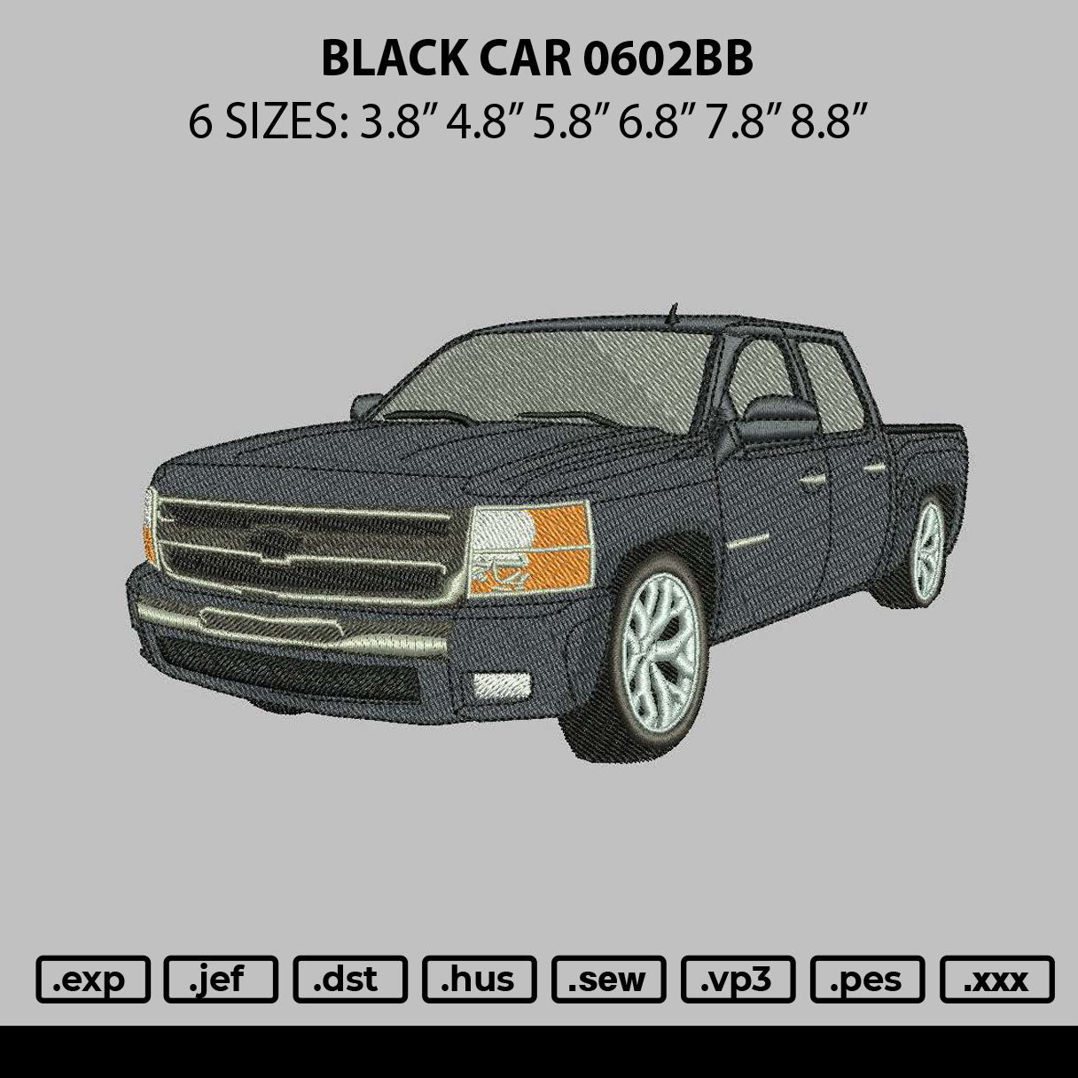 Black Car 0602 Embroidery File 6 sizes