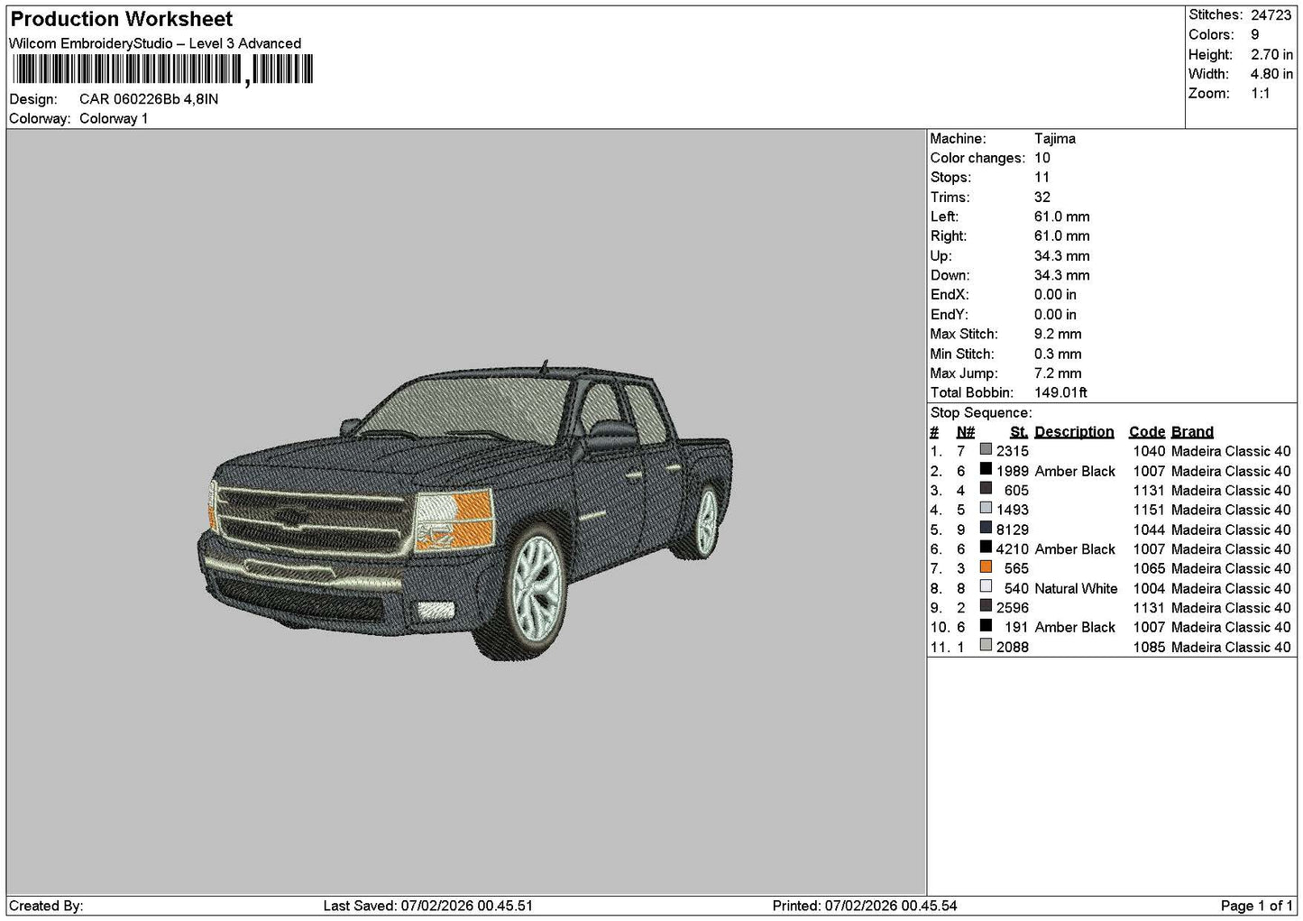 Black Car 0602 Embroidery File 6 sizes