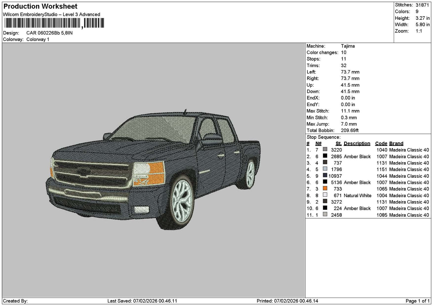 Black Car 0602 Embroidery File 6 sizes