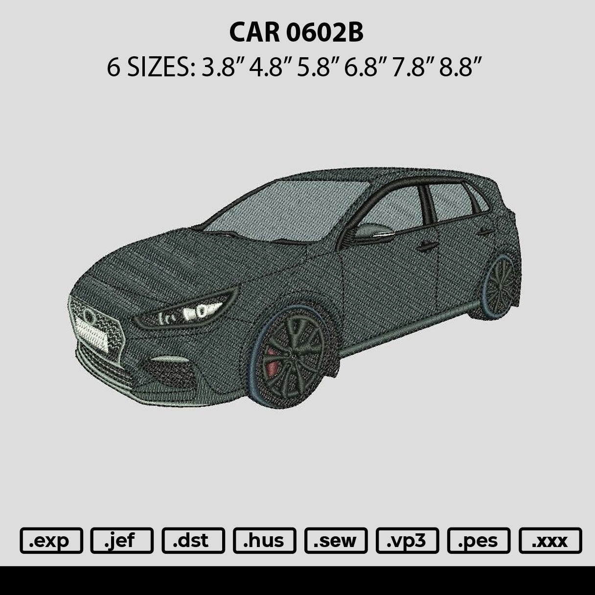 Car 0602b Embroidery File 6 sizes
