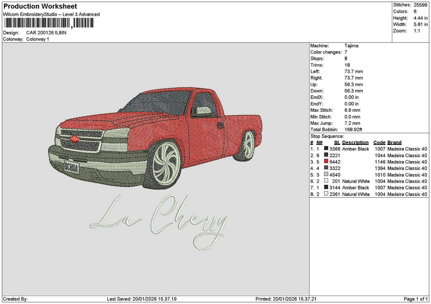 Red Car 2001 Embroidery File 6 sizes