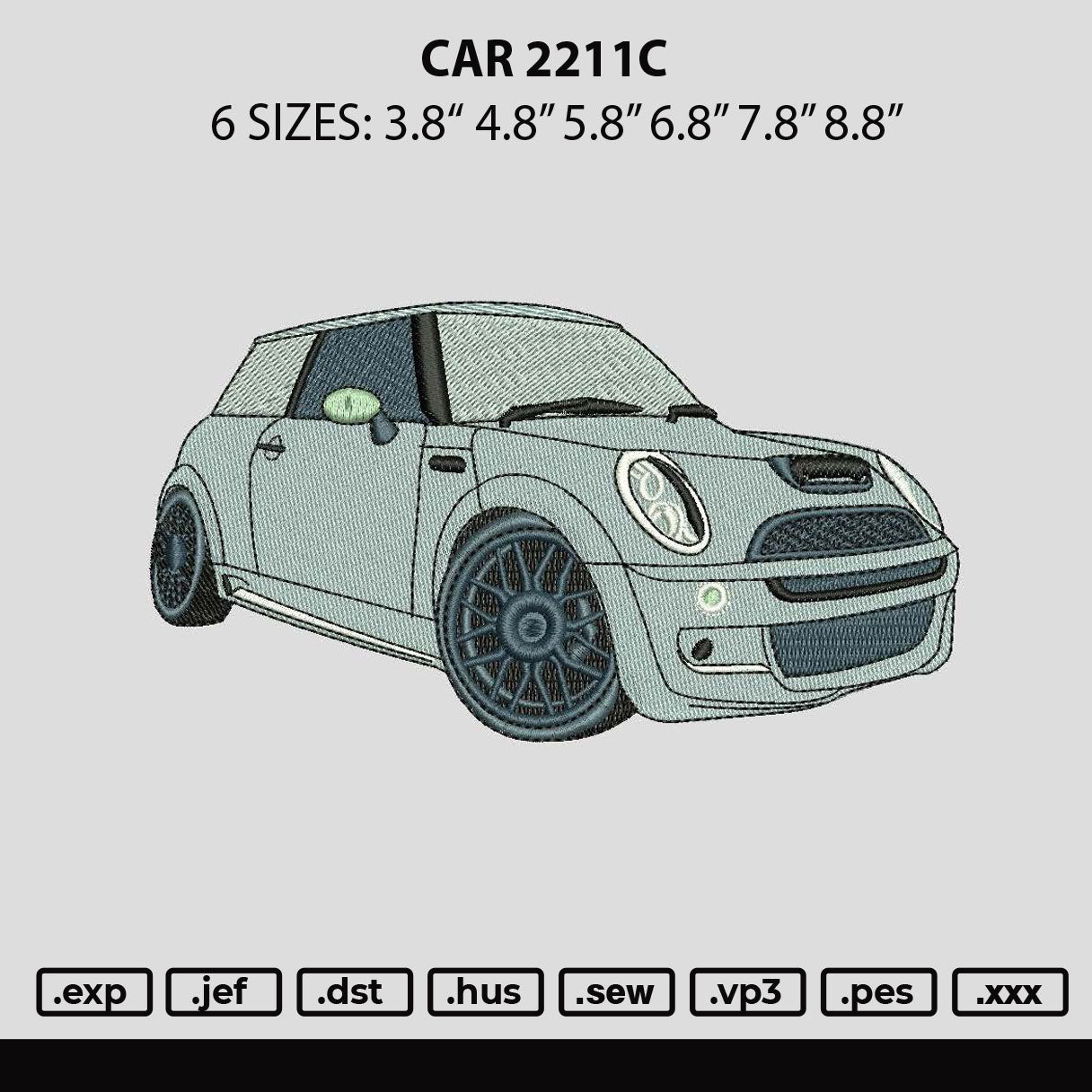 Car 2211c Embroidery File 6 sizes
