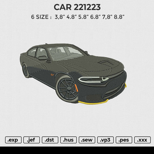 CAR 221223 Embroidery File 6 size