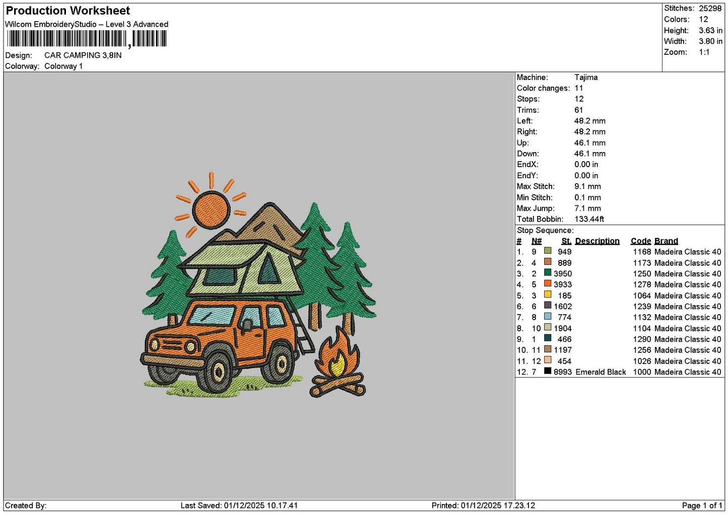 Camping 0112 Embroidery File 6 sizes