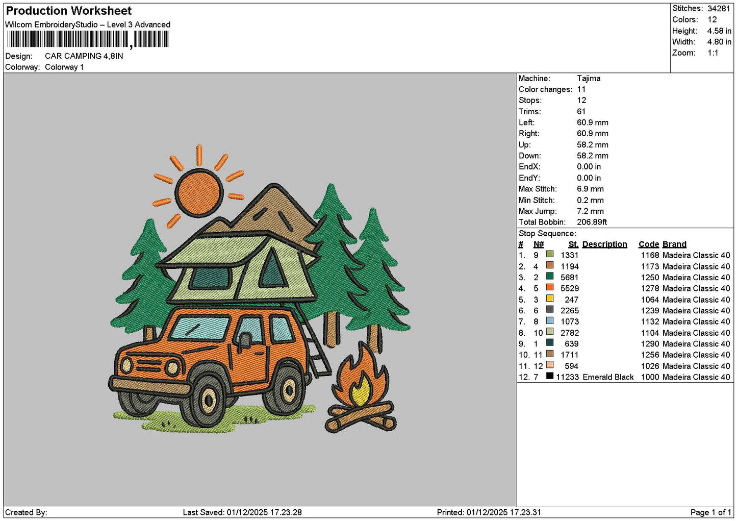 Camping 0112 Embroidery File 6 sizes