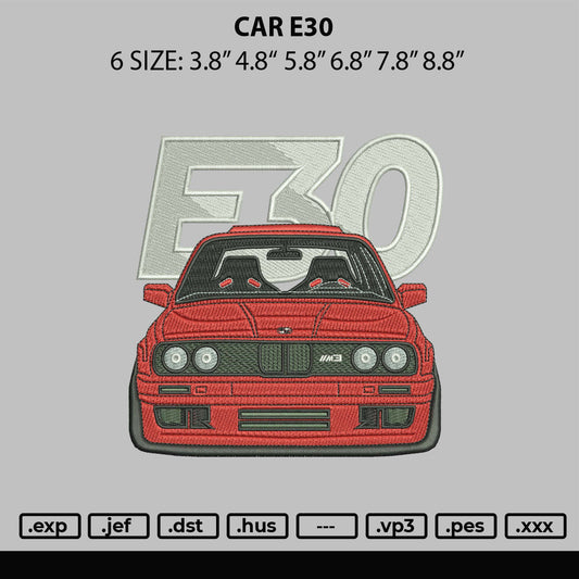 Car E30 Embroidery File 6 sizes