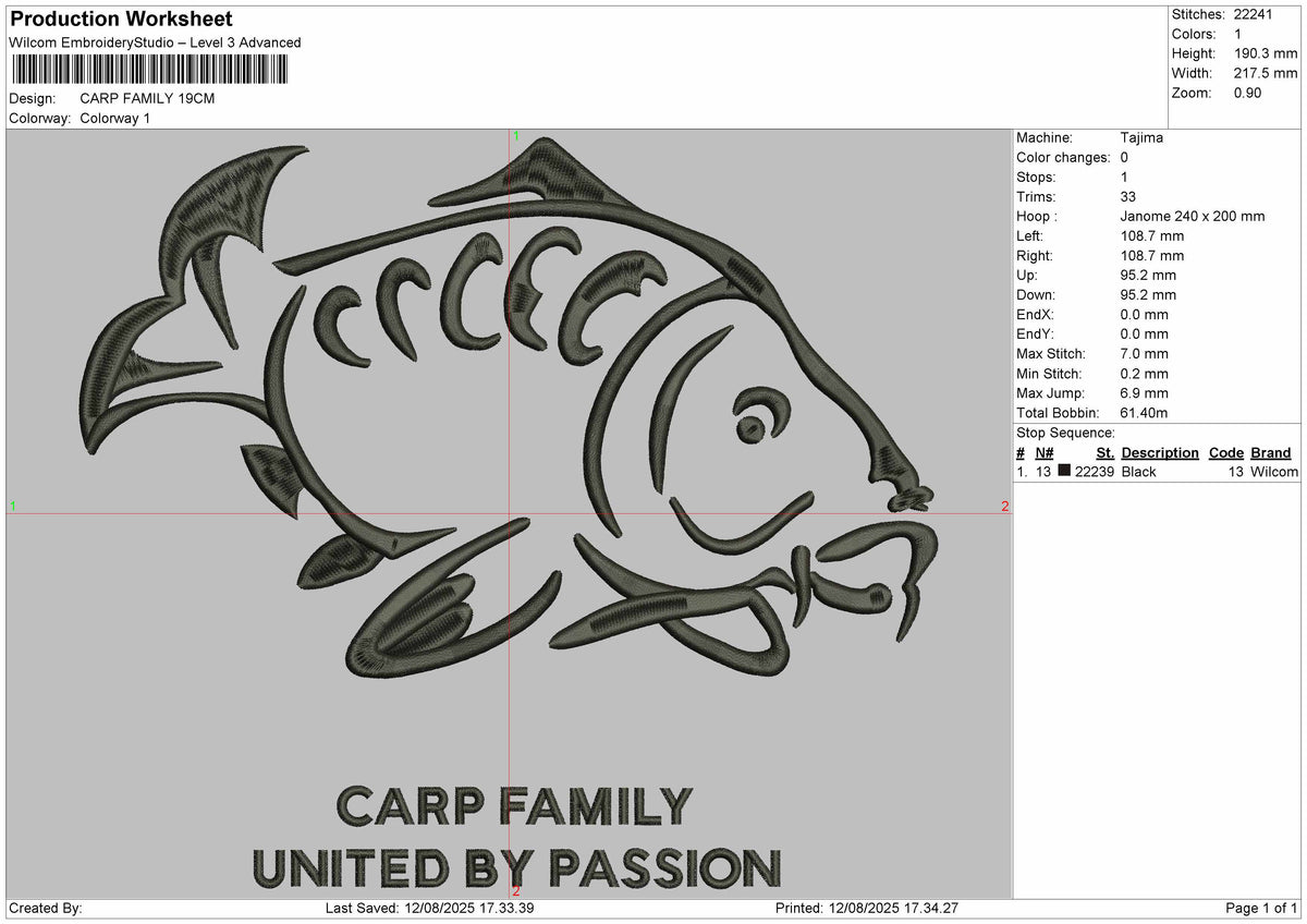 Carp Family Embroidery File