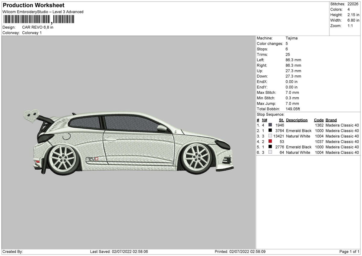 Car Revo Embroidery