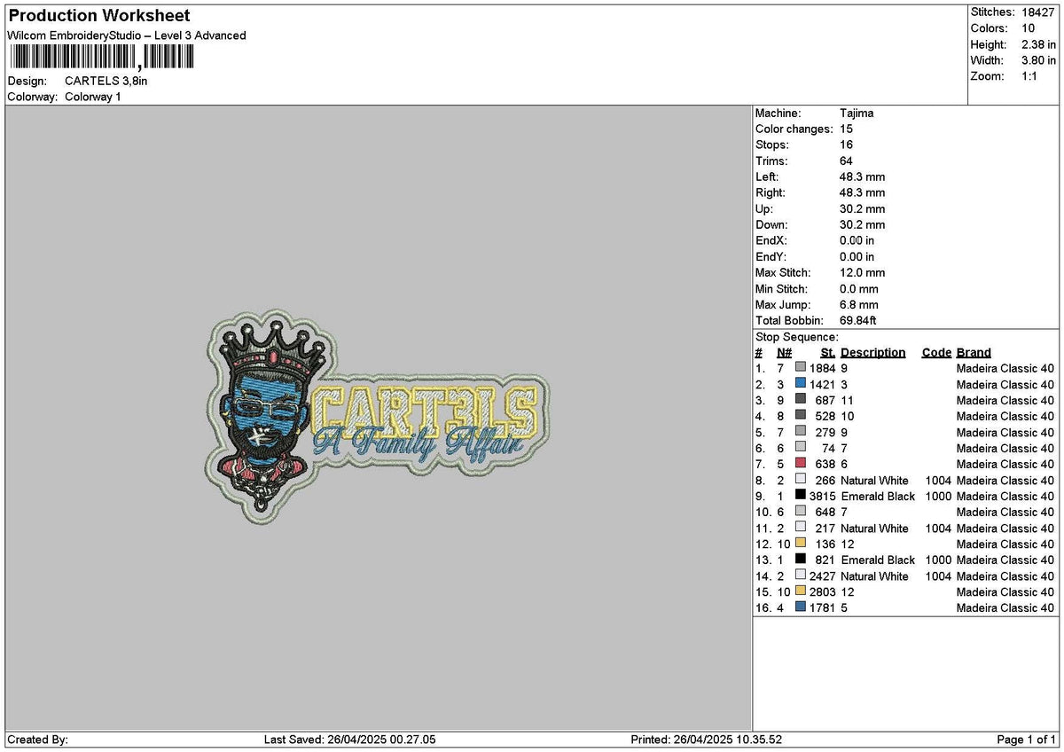 Cartelstext Embroidery File 6 sizes