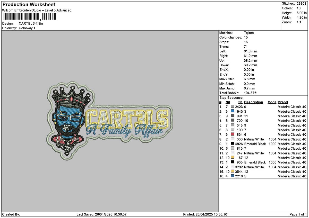 Cartelstext Embroidery File 6 sizes