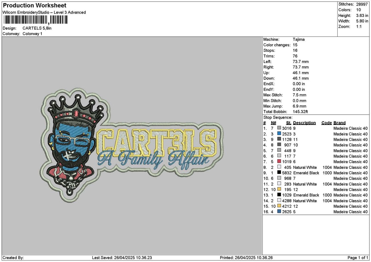 Cartelstext Embroidery File 6 sizes