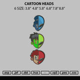Cartoon Heads Embroidery File 6 sizes