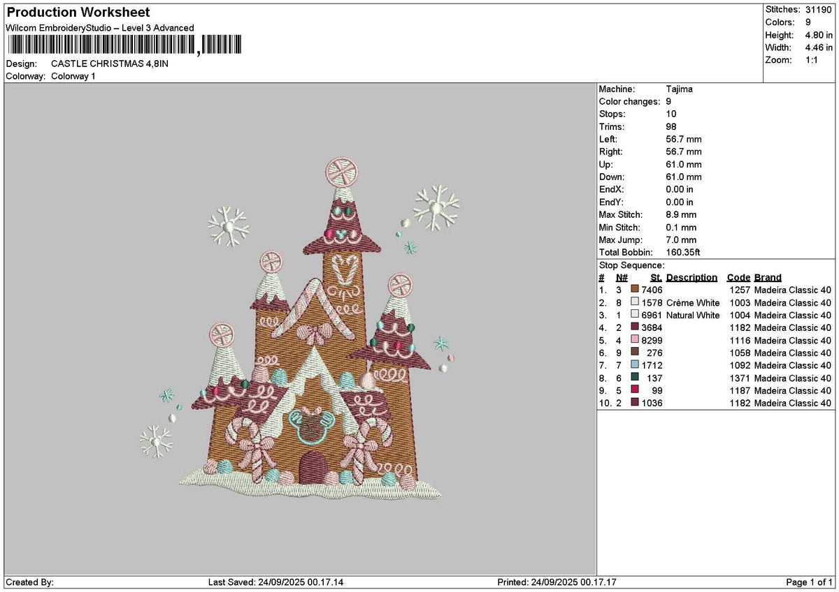 Castle 2409 Embroidery File 6 sizes