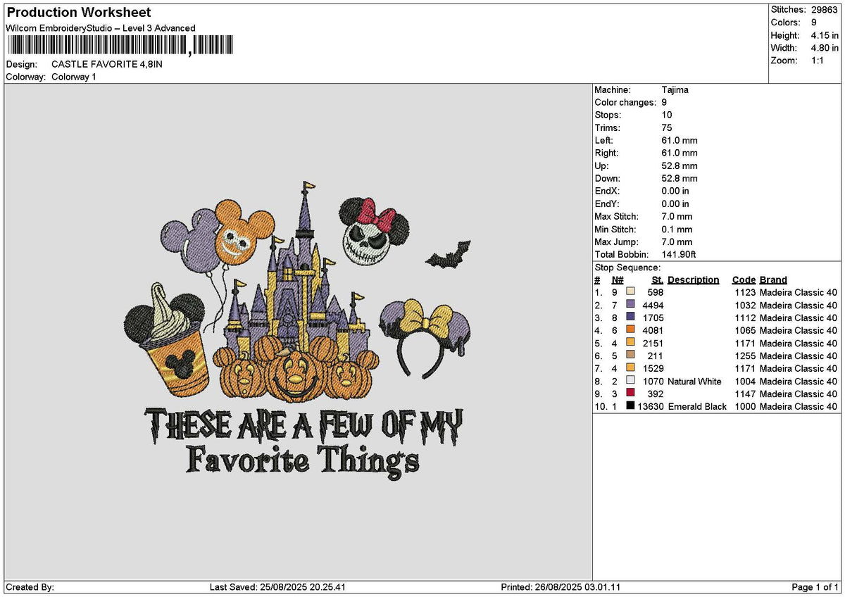 Castle2608 Embroidery File 6 sizes