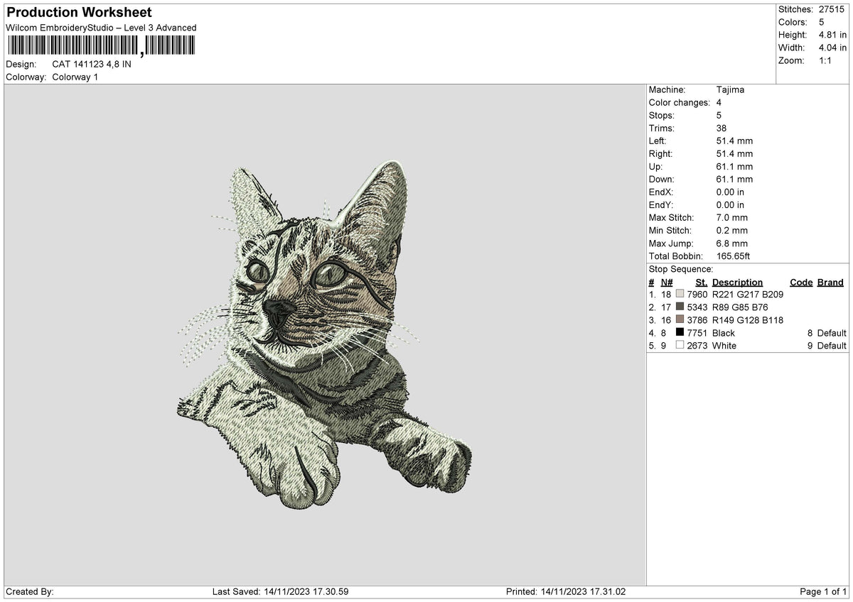 Cat 1411 Embroidery File 6 sizes