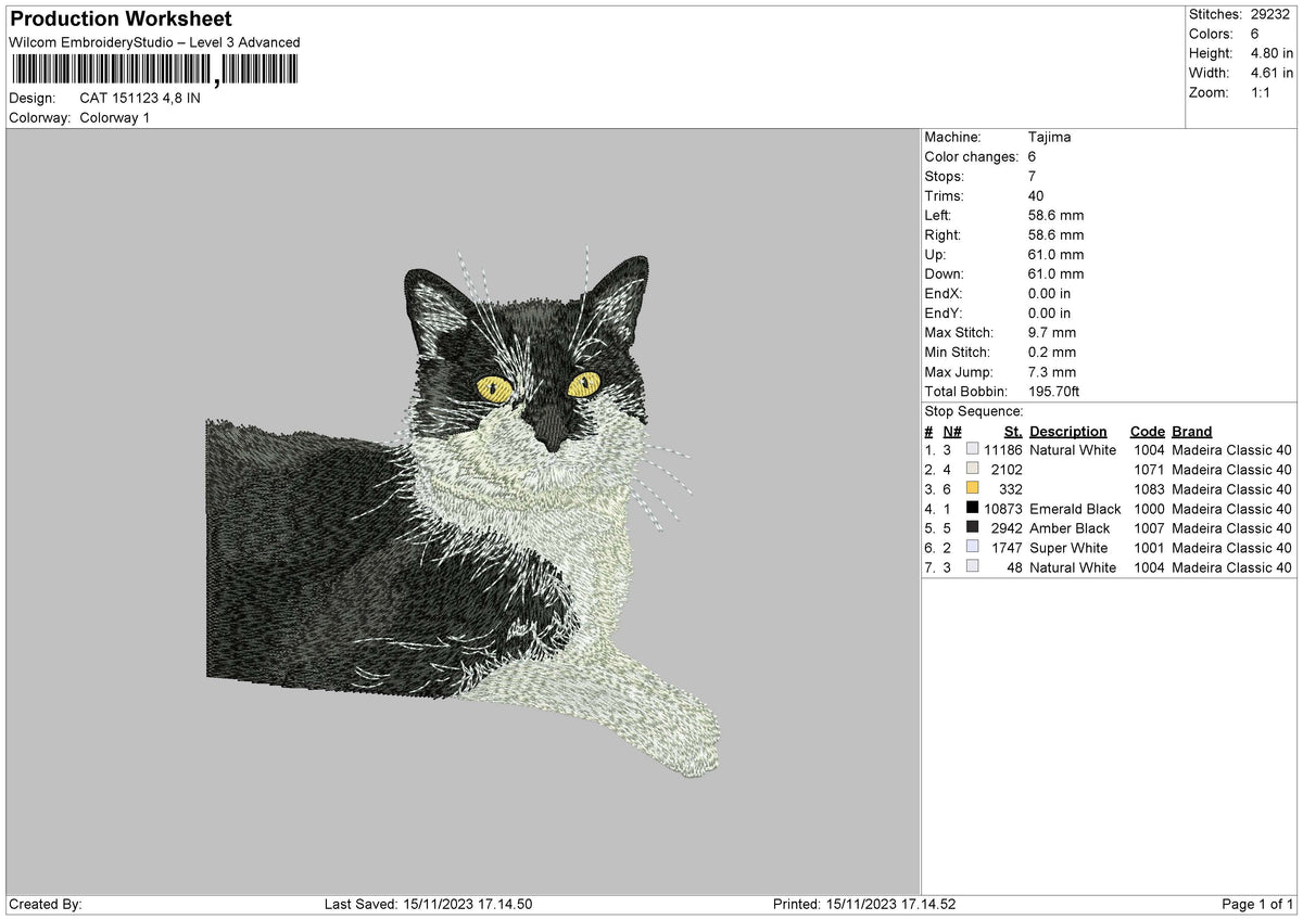 Cat 1511 Embroidery File 6 sizes