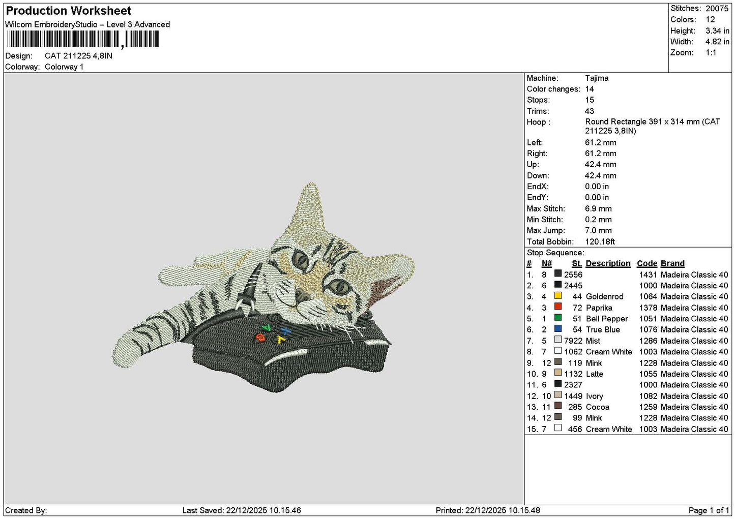 Cat 2112 Embroidery File 6 sizes