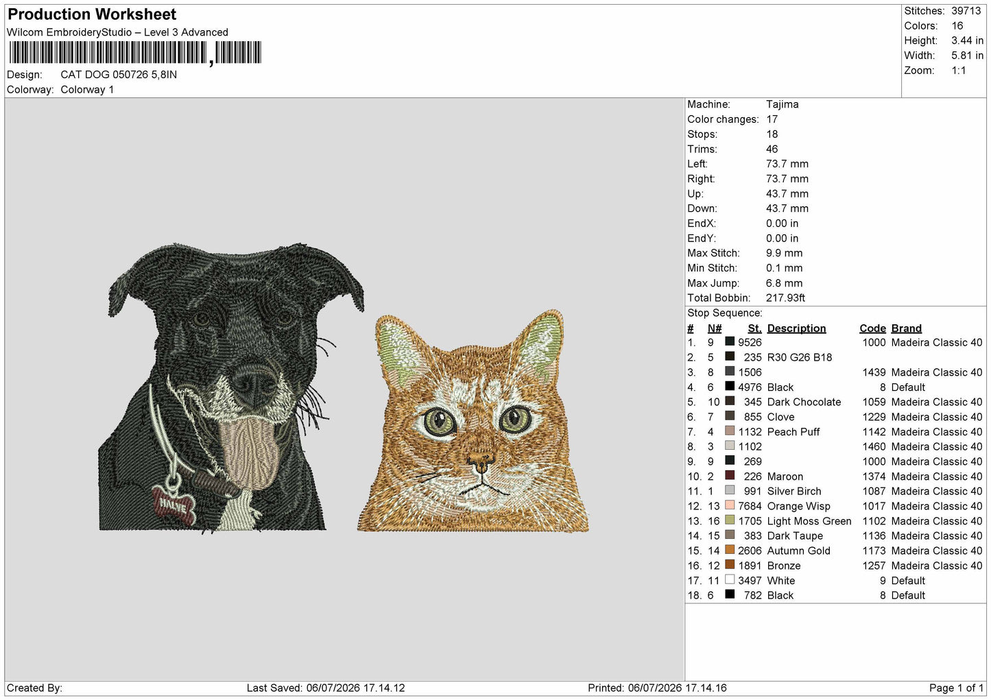Cat Dog 0607 Embroidery File 6 sizes