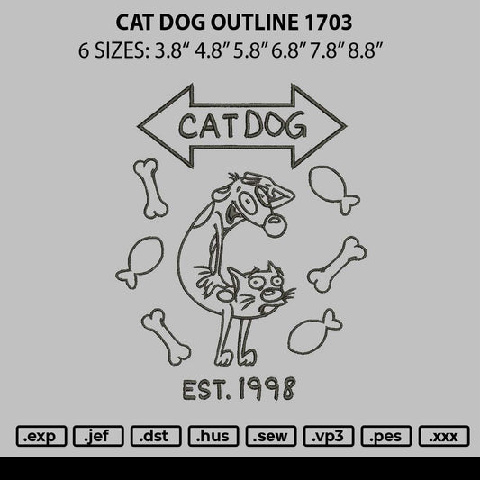 Cat Dog Outline 1703 Embroidery File 6 sizes