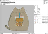 Cat Drinking Embroidery Fle 6 sizes