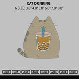Cat Drinking Embroidery Fle 6 sizes