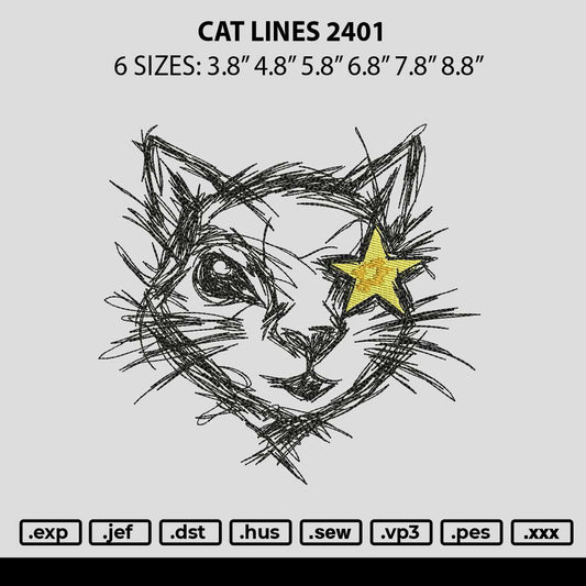 Cat Lines 2401 Embroidery File 6 sizes