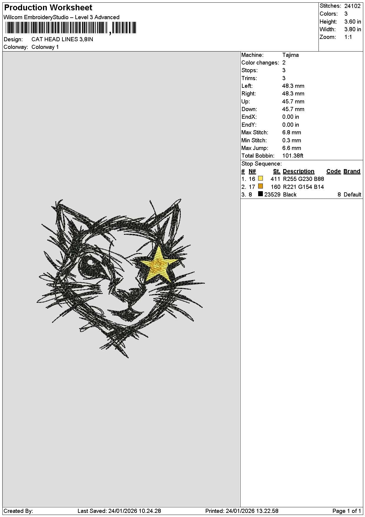 Cat Lines 2401 Embroidery File 6 sizes