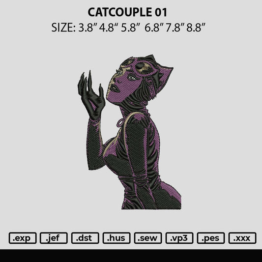 Catcouple Embroidery File 6 sizes
