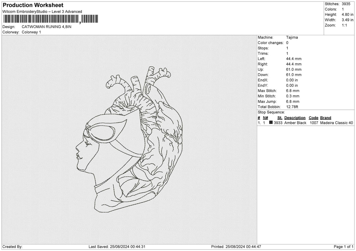 CATWOMAN RUNING Embroidery File 6 size