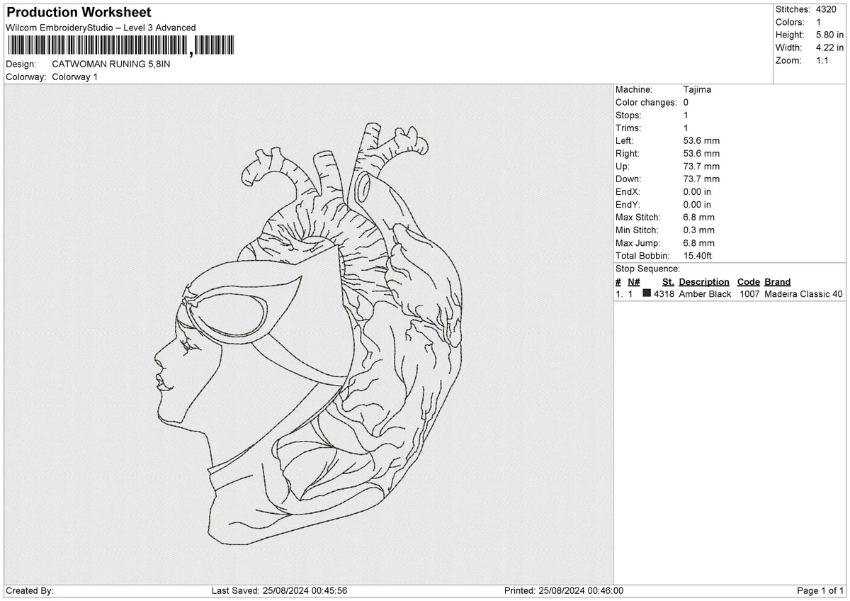 CATWOMAN RUNING Embroidery File 6 size