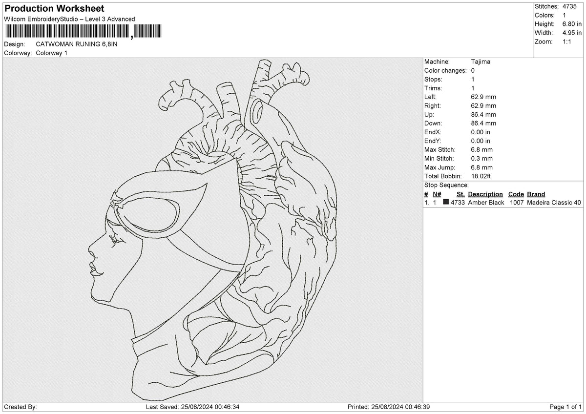 CATWOMAN RUNING Embroidery File 6 size