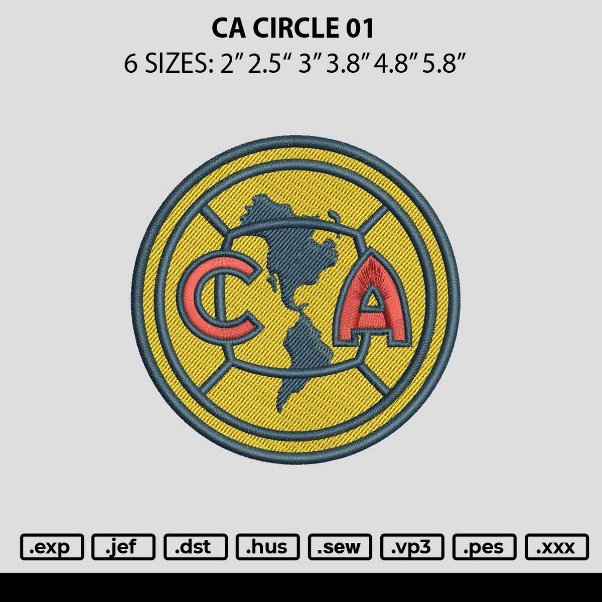Ca Circle Embroidery File 6 sizes