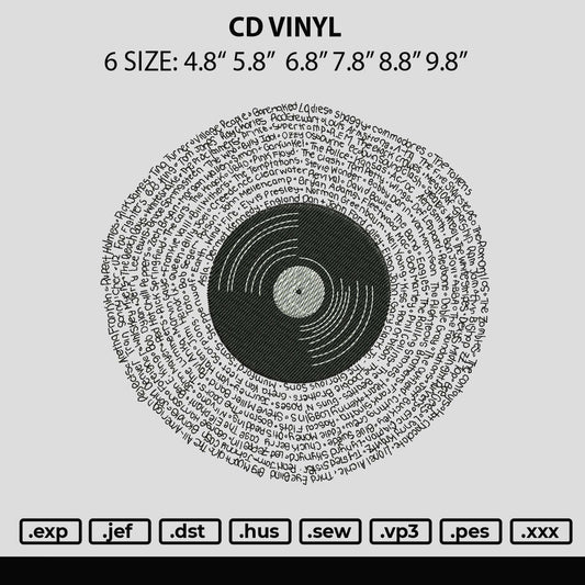 Cd Vinyl Embroidery File 6 sizes