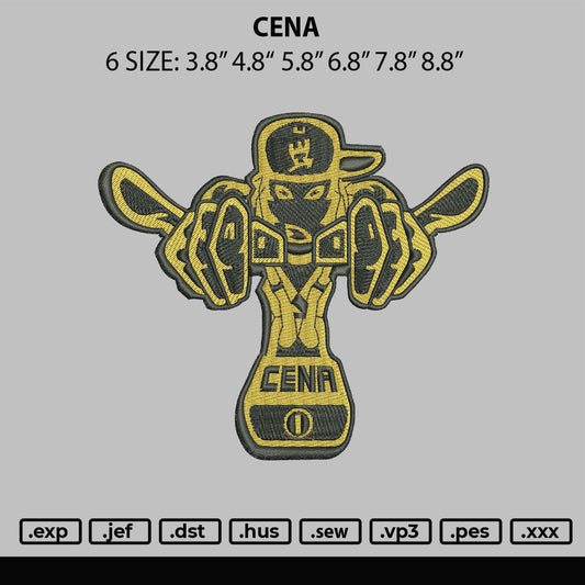 Cena Embroidery File 6 sizes