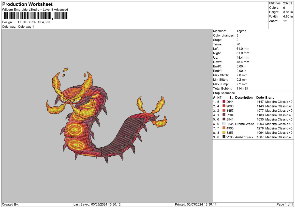 Centisckorch Embroidery File 6 sizes