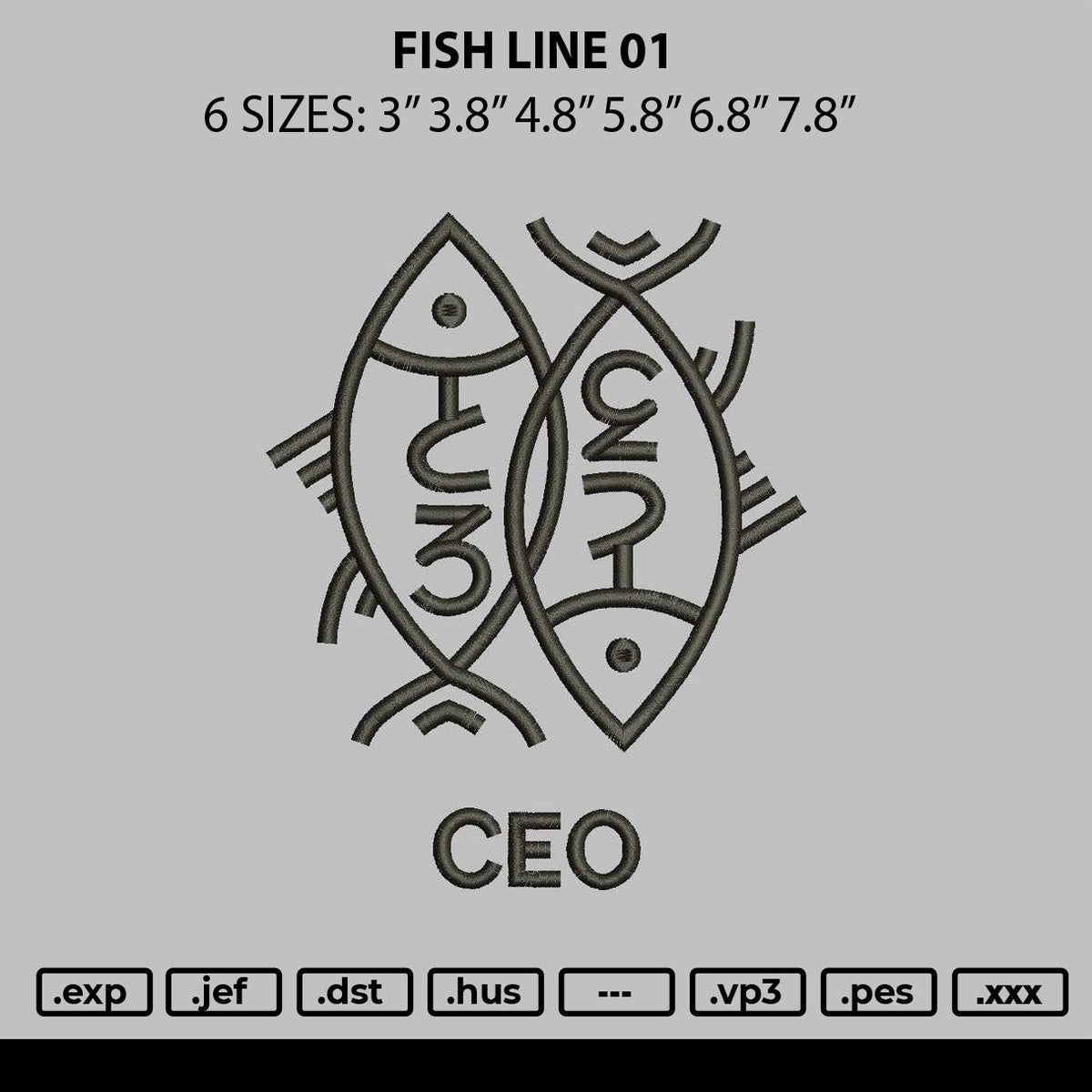 Fish Line 01 Embroidery File 6 sizes