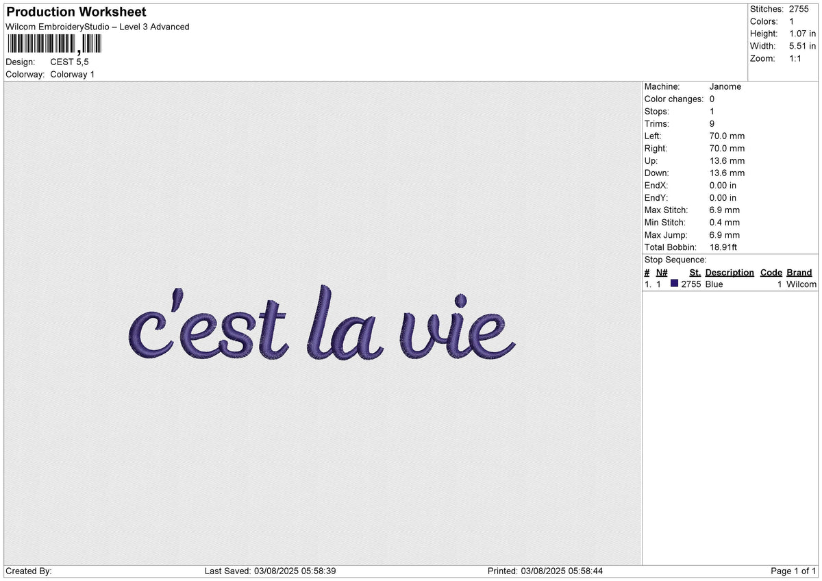 CEST Embroidery File 6 sizes