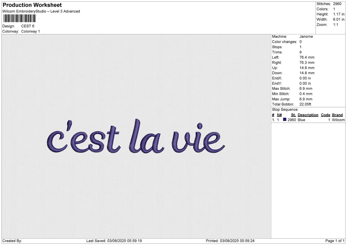 CEST Embroidery File 6 sizes