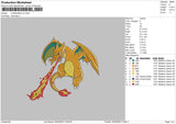Charizard V2 Embroidery File 6 sizes