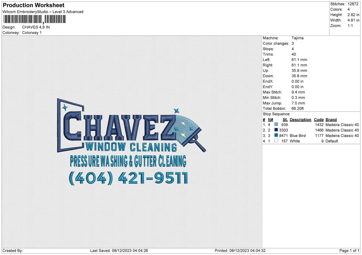 CHAVES Embroidery File 6 size