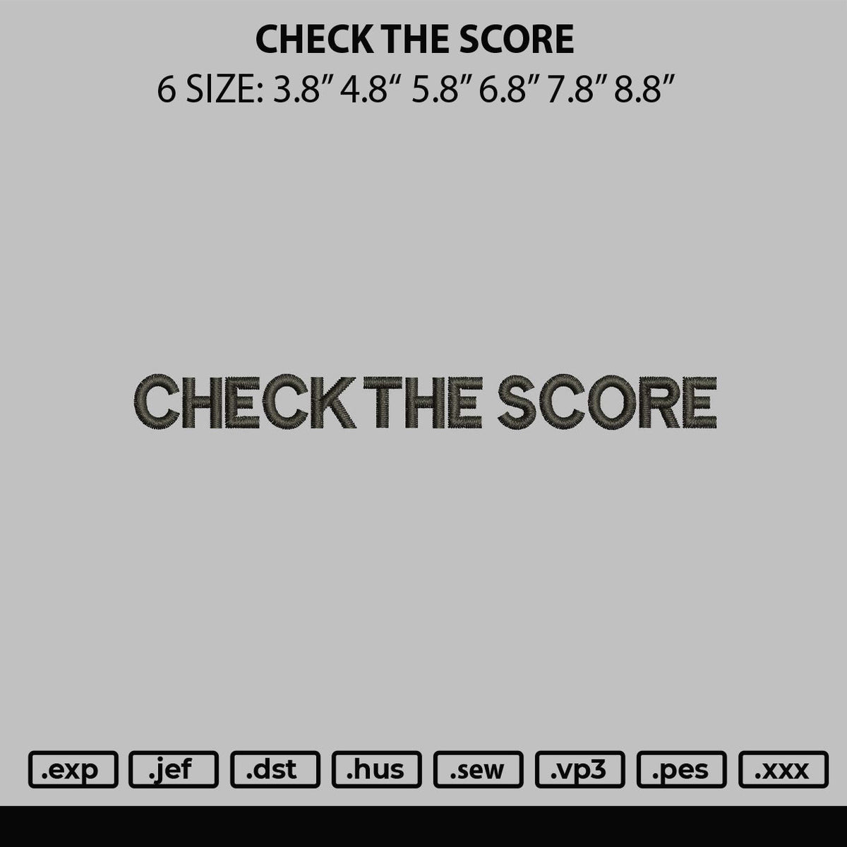 Check The Score Embroidery