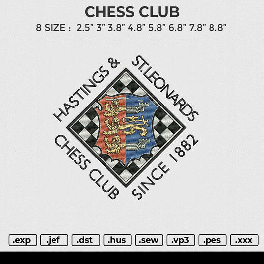 CHESS CLUB Embroidery File 6 size