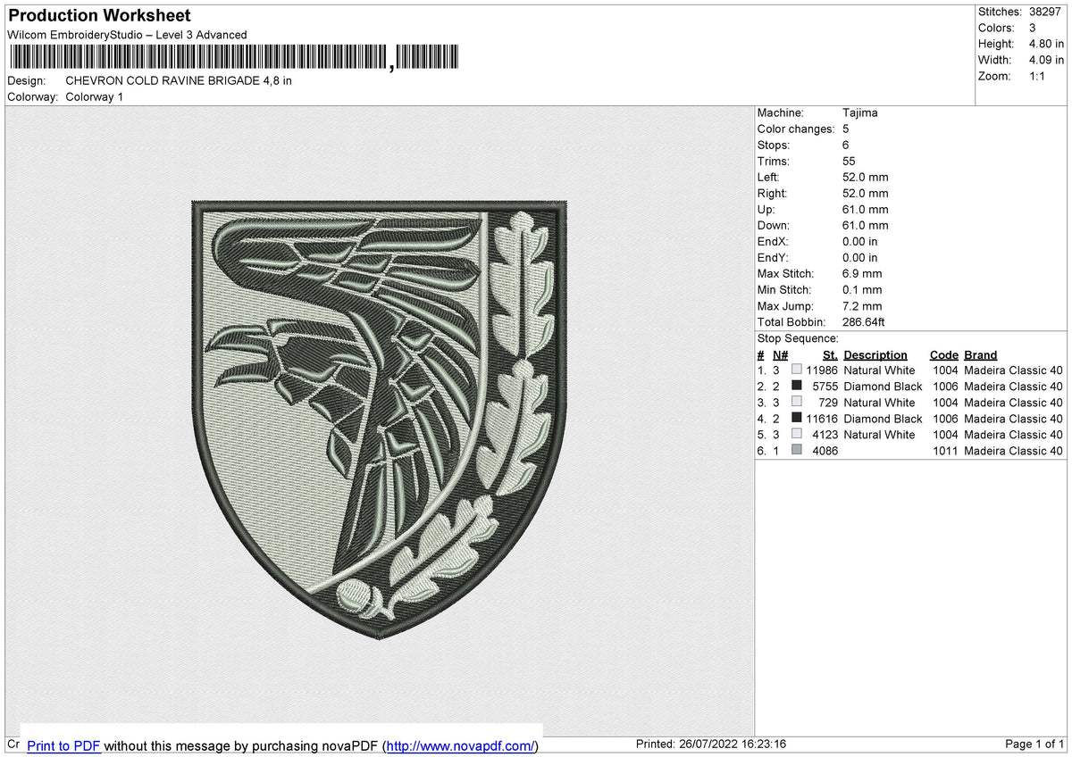 CHEVRON COLD RAVINE BRIGADE Embroiery