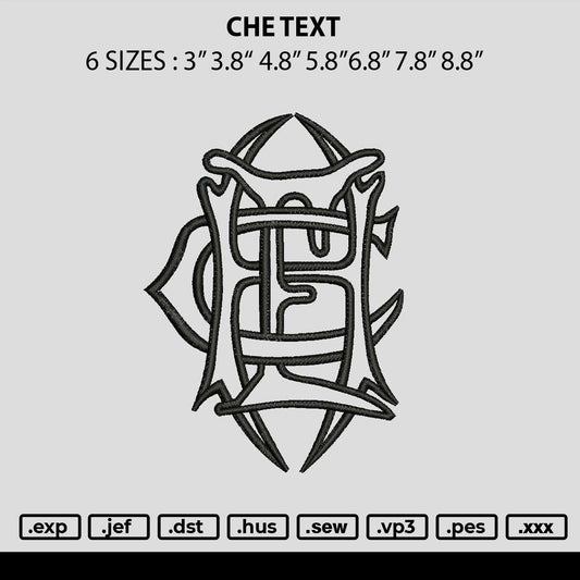 Che Text Embroidery File 6 sizes