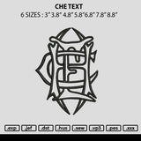 Che Text Embroidery File 6 sizes