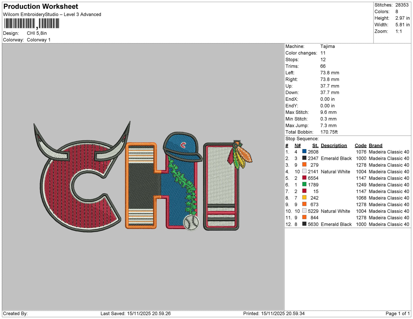 CHI Embroidery File 6 size
