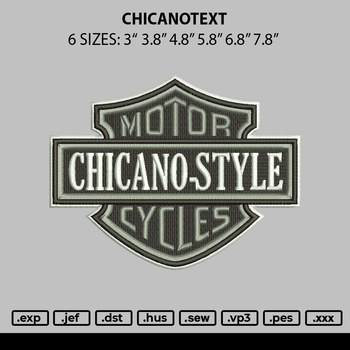 Chicanotext Embroidery File  6 sizes