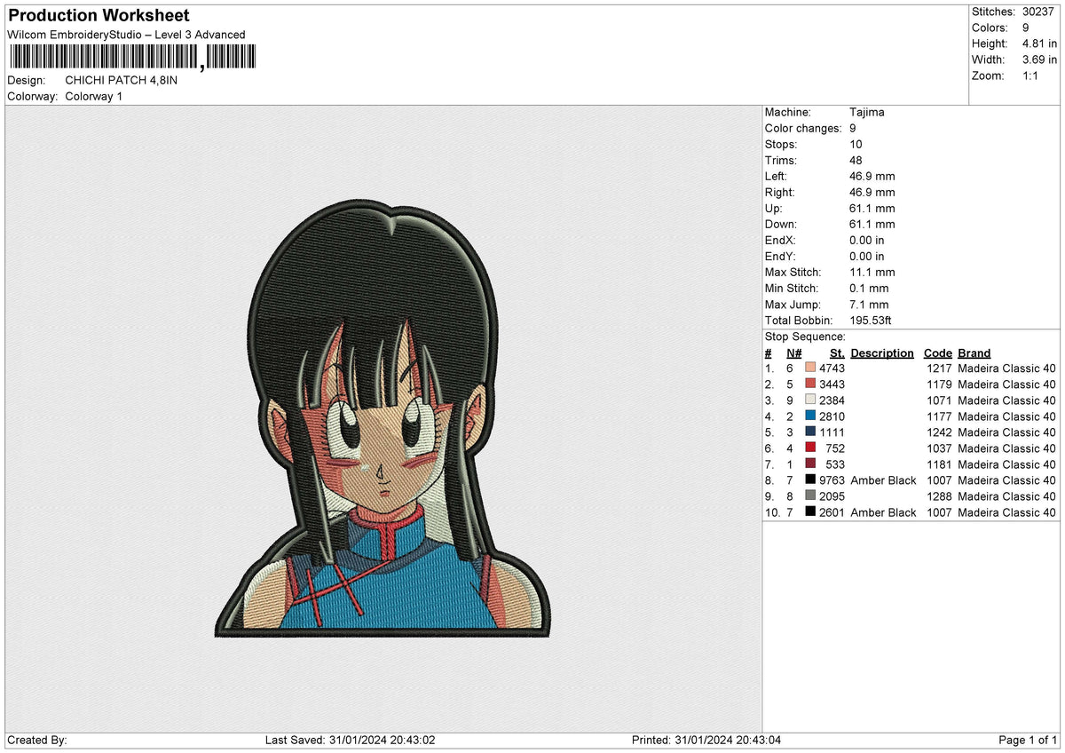 CHICHI PATCH Embroidery File 6 size