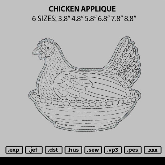 Chicken Applique Embroidery File 6 sizes