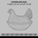 Chicken Applique Embroidery File 6 sizes